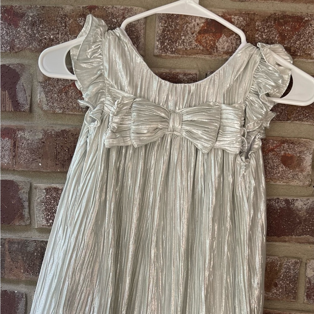 Bonnie Jean Metallic Silver Midi dress